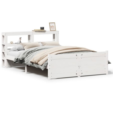 vidaXL Giroletto con Testiera Bianco 150x200 cm Legno Massello di Pino