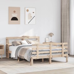 vidaXL Giroletto con Testiera 135x190 cm in Legno Massello di Pino