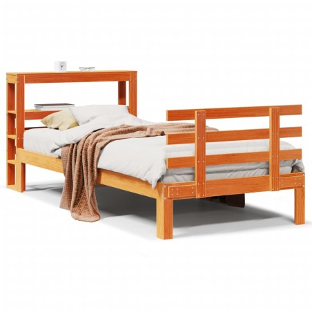 vidaXL Giroletto con Testiera Marrone Cera 90x190 cm Massello Pino