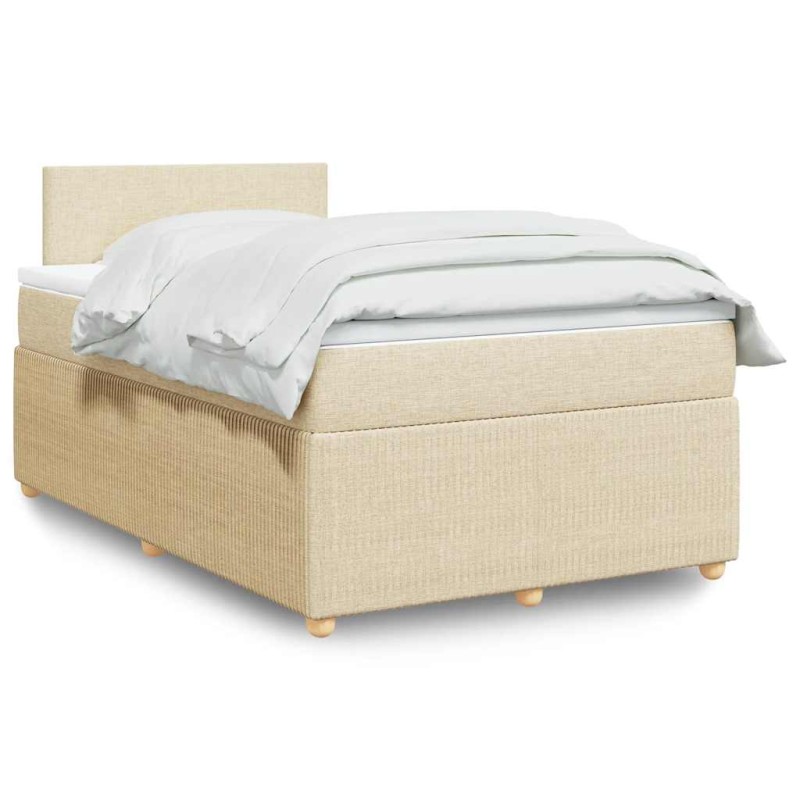 vidaXL Giroletto a Molle con Materasso Crema 120x190 cm in Tessuto