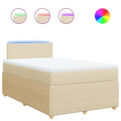vidaXL Giroletto a Molle con Materasso Crema 120x190 cm in Tessuto