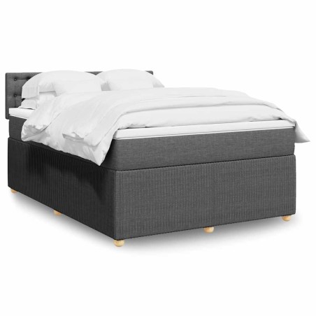 vidaXL Giroletto a Molle con Materasso Grigio Scuro 140x200cm Tessuto