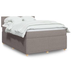 vidaXL Giroletto a Molle con Materasso Tortora 160x200 cm in Tessuto