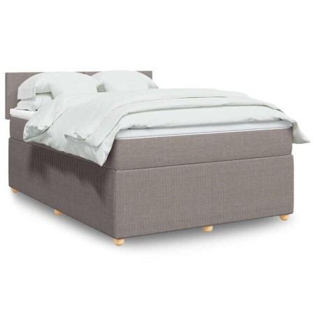 vidaXL Giroletto a Molle con Materasso Tortora 160x200 cm in Tessuto
