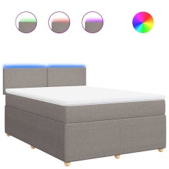 vidaXL Giroletto a Molle con Materasso Tortora 160x200 cm in Tessuto