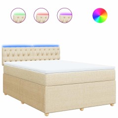 vidaXL Giroletto a Molle con Materasso Crema 160x200 cm in Tessuto