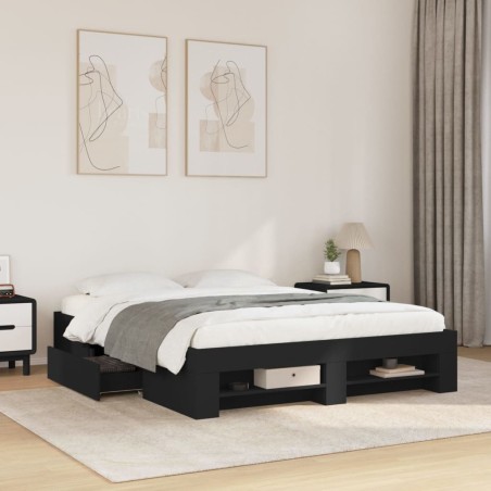 vidaXL Giroletto Nero 150x200 cm in Legno Multistrato