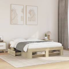 vidaXL Giroletto senza Materasso Rovere Sonoma 140x200cm in Truciolato
