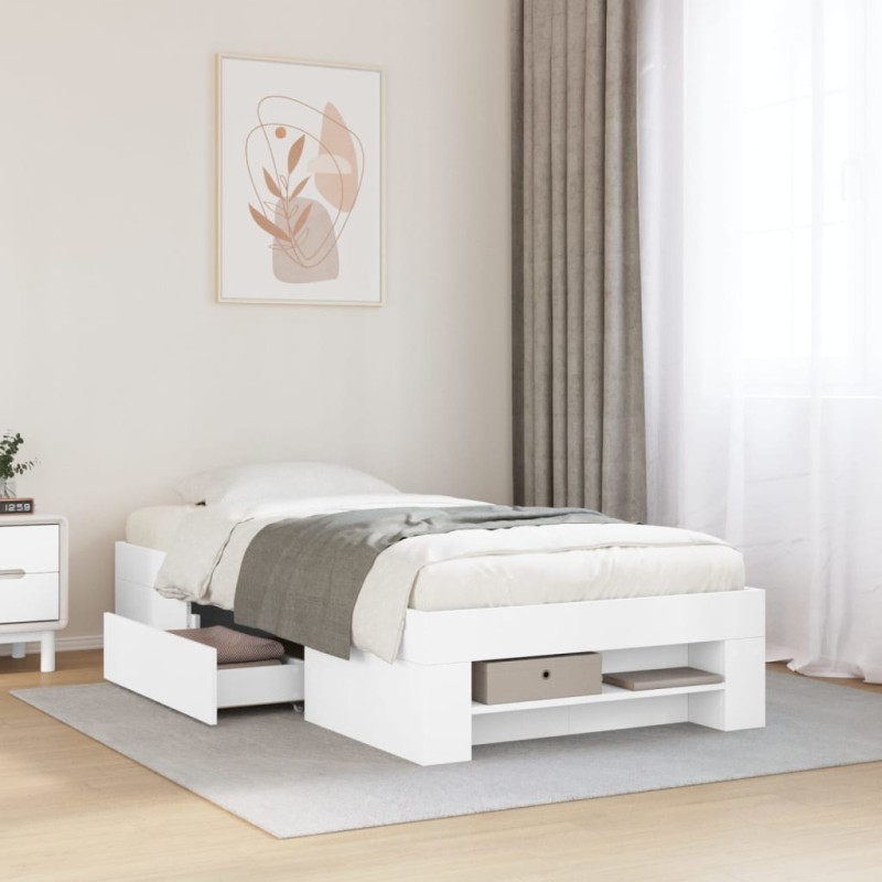 vidaXL Giroletto Bianco 90x190 cm in Legno Multistrato vidaXL Giroletto Bianco 90x190 cm in Legno Multistrato