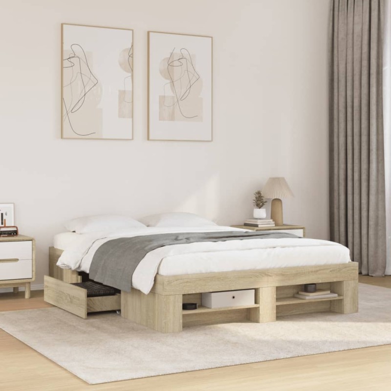vidaXL Giroletto Rovere Sonoma 135x190 cm in Legno Multistrato