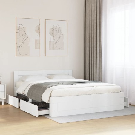 vidaXL Giroletto con Testiera Bianco 150x200 cm in Legno Multistrato