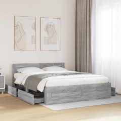 vidaXL Giroletto Testiera Grigio Sonoma 150x200 cm Legno Multistrato