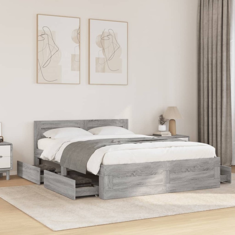 vidaXL Giroletto Testiera Grigio Sonoma 120x200 cm Legno Multistrato vidaXL Giroletto Testiera Grigio Sonoma 120x200 cm Legno Multistrato