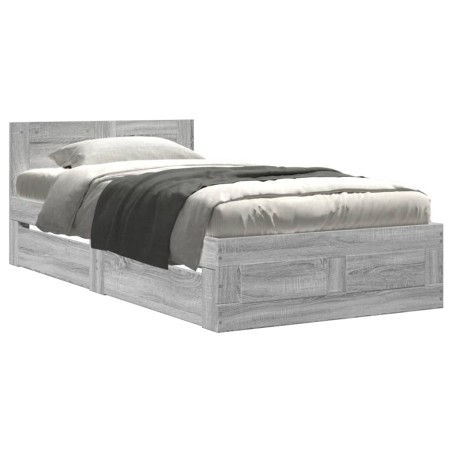 vidaXL Giroletto Testiera Grigio Sonoma 100x200 cm Legno Multistrato