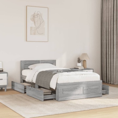 vidaXL Giroletto con Testiera Grigio Sonoma 90x200cm Legno Multistrato