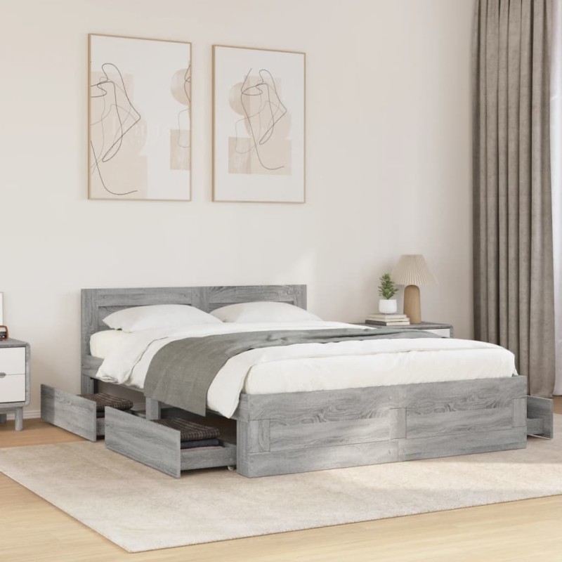 vidaXL Giroletto Testiera Grigio Sonoma 140x190 cm Legno Multistrato vidaXL Giroletto Testiera Grigio Sonoma 140x190 cm Legno Multistrato