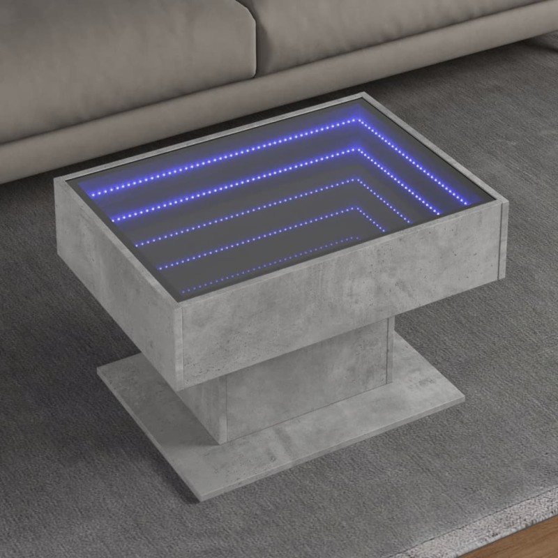 vidaXL Tavolino Salotto con LED Grigio Cemento 70x50x45 cm Multistrato vidaXL Tavolino Salotto con LED Grigio Cemento 70x50x45 cm Multistrato