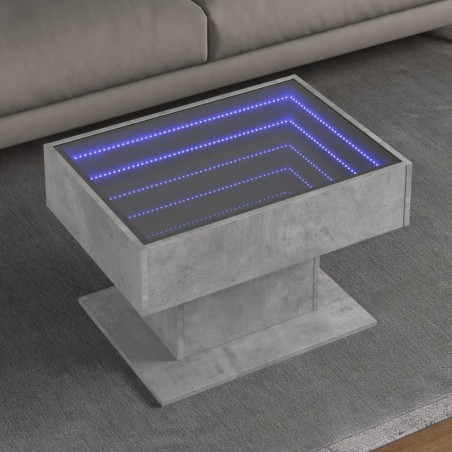 vidaXL Tavolino Salotto con LED Grigio Cemento 70x50x45 cm Multistrato