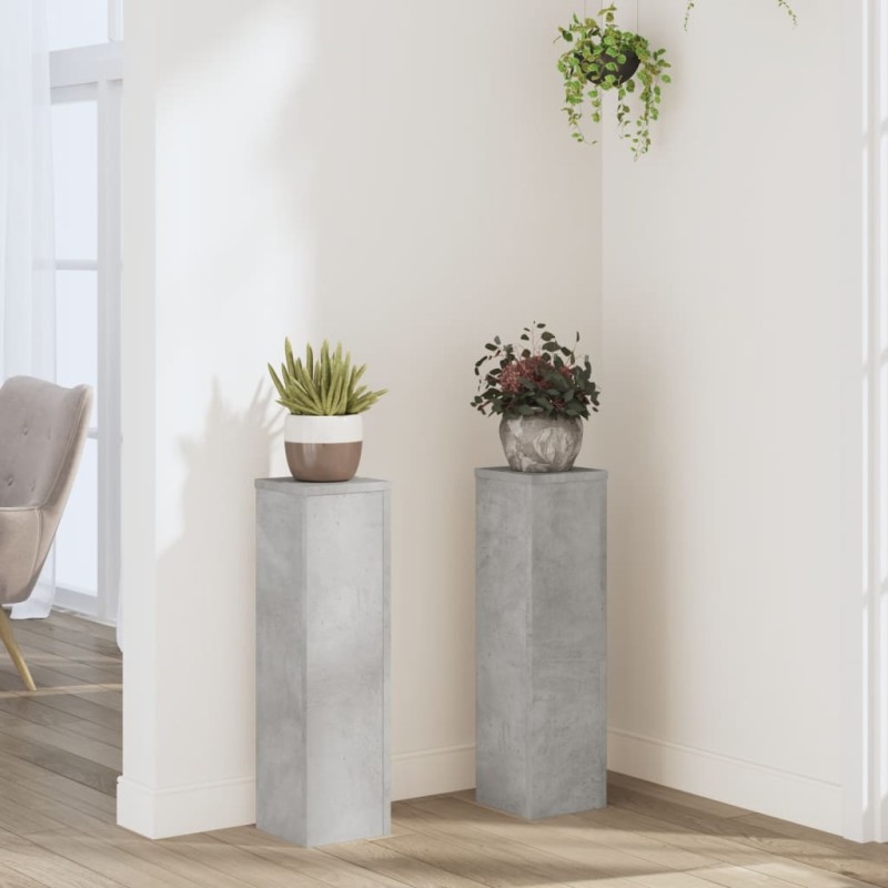 vidaXL Supporti per Piante 2 pz Grigio 17x17x60 cm Legno Multistrato