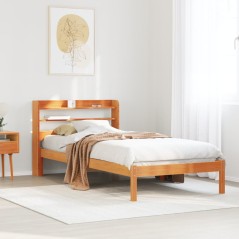 vidaXL Giroletto con Testiera Marrone Cera 90x200 cm Massello Pino