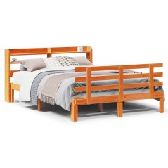 vidaXL Giroletto con Testiera Marrone Cera 135x190 cm Massello Pino