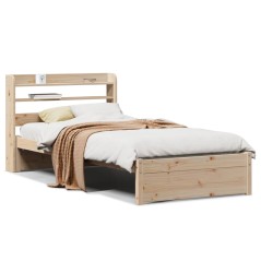 vidaXL Giroletto con Testiera 90x190 cm in Legno Massello di Pino