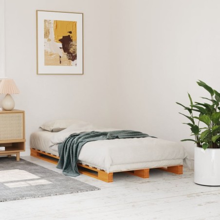 vidaXL Letto Pallet Marrone Cera 90x200 cm in Legno Massello di Pino