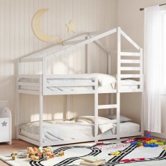 vidaXL Letto a Castello con Tetto Bianco 80x200 cm Legno Massello Pino