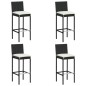 vidaXL Sgabelli da Bar con Cuscini 4 pz Neri in Polyrattan vidaXL Sgabelli da Bar con Cuscini 4 pz Neri in Polyrattan