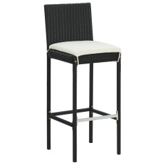 vidaXL Sgabelli da Bar con Cuscini 4 pz Neri in Polyrattan