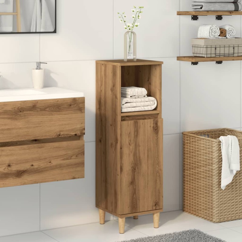 vidaXL Armadietto da Bagno Rovere Artigianale 30x30x100 cm Truciolato vidaXL Armadietto da Bagno Rovere Artigianale 30x30x100 cm Truciolato