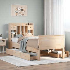 vidaXL Giroletto con Libreria senza Materasso 75x190 cm in Legno Pino