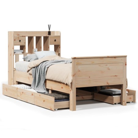 vidaXL Giroletto con Libreria senza Materasso 75x190 cm in Legno Pino