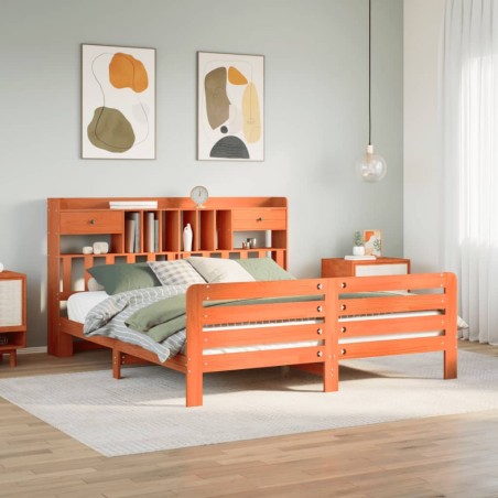 vidaXL Letto Libreria senza Materasso Marrone Cera 200x200 cm in Pino