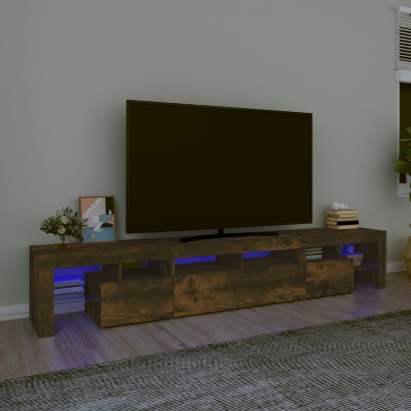Mobile Porta TV con Luci LED Rovere Fumo 230x36,5x40 cm Mobile Porta TV con Luci LED Rovere Fumo 230x36,5x40 cm