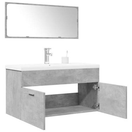 vidaXL Set Mobili da Bagno 3 pz Grigio Cemento in Legno Multistrato