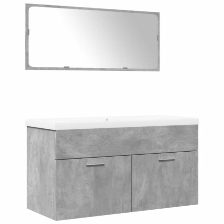 vidaXL Set Mobili da Bagno 3 pz Grigio Cemento in Legno Multistrato
