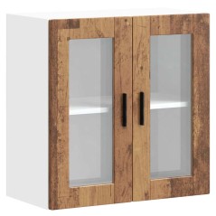 vidaXL Pensile da Cucina con Porta in Vetro Porto Legno Vecchio
