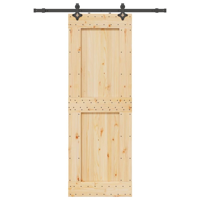 vidaXL Porta Scorrevole con Set Hardware 80x210 cm Legno Massello Pino vidaXL Porta Scorrevole con Set Hardware 80x210 cm Legno Massello Pino