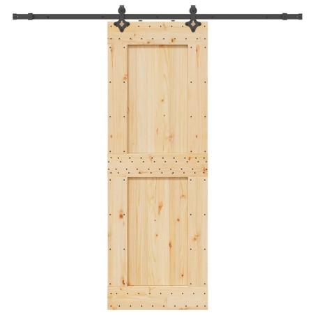 vidaXL Porta Scorrevole con Set Hardware 80x210 cm Legno Massello Pino