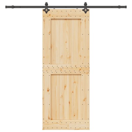 vidaXL Porta Scorrevole con Set Hardware 90x210 cm Legno Massello Pino