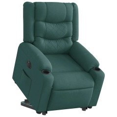 vidaXL Poltrona Alzapersona Reclinabile Elettrica Verde Scuro Tessuto