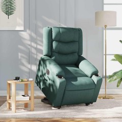 vidaXL Poltrona Alzapersona Reclinabile Elettrica Verde Scuro Tessuto