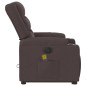 vidaXL Poltrona Alzapersona Massaggio Elettrica Marrone Scuro Tessuto
