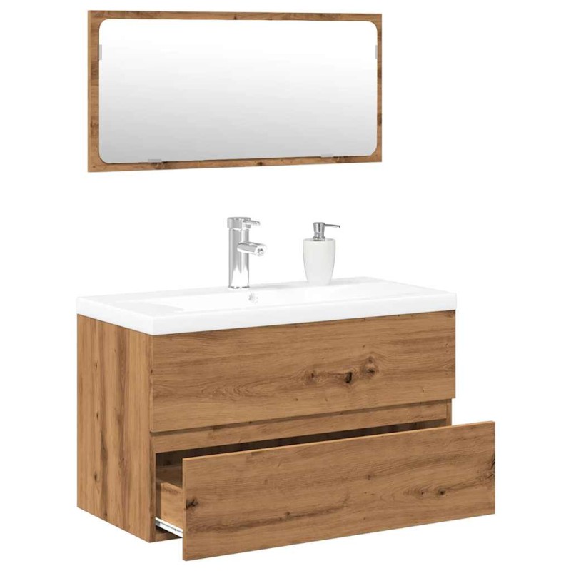 vidaXL Set Mobili da Bagno Rovere Artigianale Legno Multistrato vidaXL Set Mobili da Bagno Rovere Artigianale Legno Multistrato
