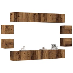 vidaXL Set Mobile TV 8 pz Montato a Parete Legno Antico in Truciolato