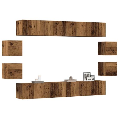 vidaXL Set Mobile TV 8 pz Montato a Parete Legno Antico in Truciolato