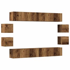 vidaXL Set Mobile TV 8 pz Montato a Parete Legno Antico in Truciolato
