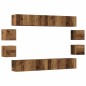 vidaXL Set Mobile TV 8 pz Montato a Parete Legno Antico in Truciolato vidaXL Set Mobile TV 8 pz Montato a Parete Legno Antico in Truciolato