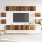 vidaXL Set Mobile TV 8 pz Montato a Parete Legno Antico in Truciolato vidaXL Set Mobile TV 8 pz Montato a Parete Legno Antico in Truciolato